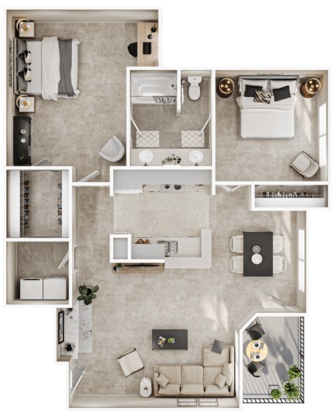 a floor plan of a studio apartment with a bedroom and a living room